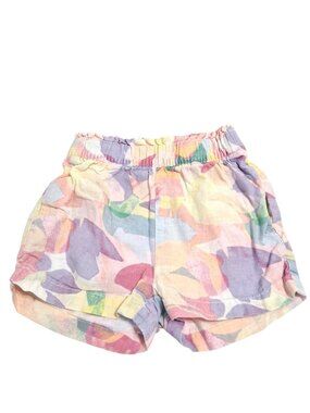 Gap Toddler Girls Linen Blend Multicolor Elastic Waist Shorts Size 3 Pockets